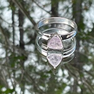 Natural Morganite 925 Sterling Silver Ring, Size 8.5